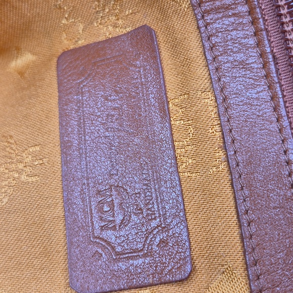 MCM Cognac Leather Drawstring Shoulder Crossbody Bucket Bag with Charm - Picture 6 of 17